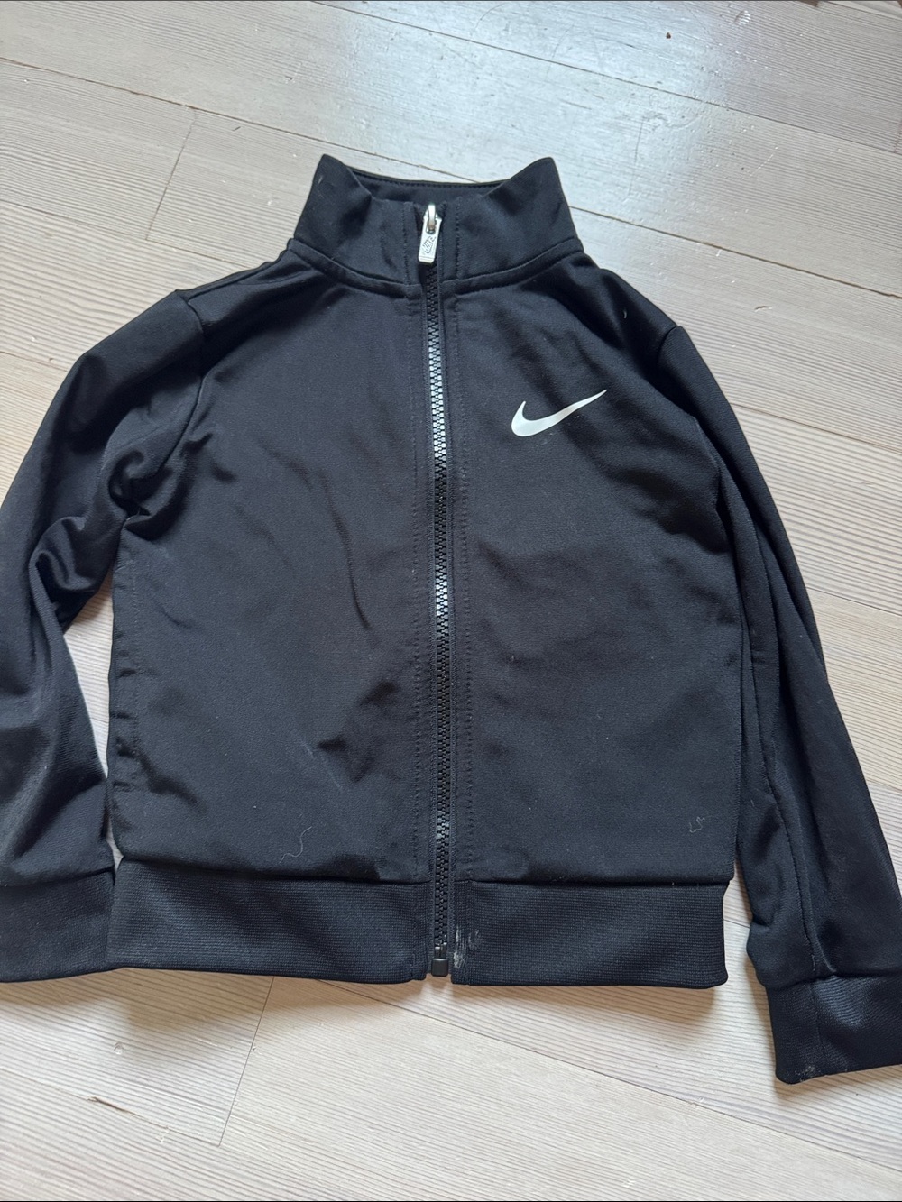 Nike Kids Black Full-Zip Track Jacket with White Swoosh